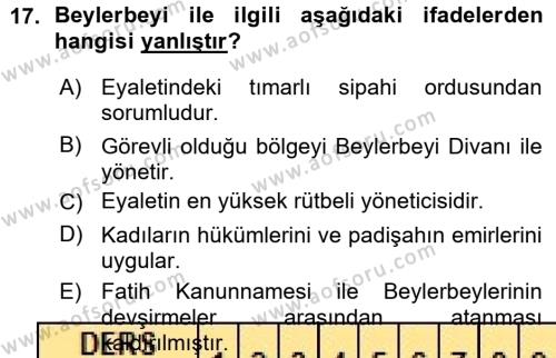 Türk İdare Tarihi Dersi 2015 - 2016 Yılı (Vize) Ara Sınavı 17. Soru