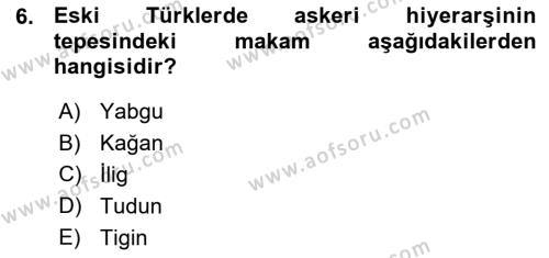 Türk İdare Tarihi Dersi 2015 - 2016 Yılı (Vize) Ara Sınavı 6. Soru