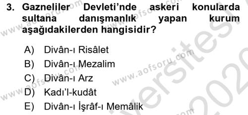 Türk İdare Tarihi Dersi 2019 - 2020 Yılı (Vize) Ara Sınavı 3. Soru