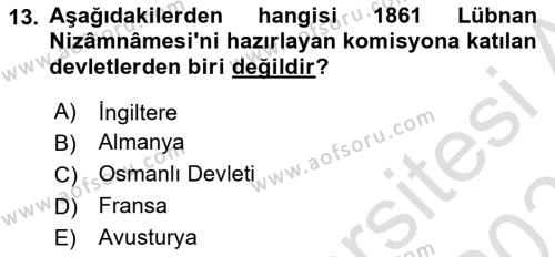 Türk İdare Tarihi Dersi 2020 - 2021 Yılı Yaz Okulu Sınavı 13. Soru