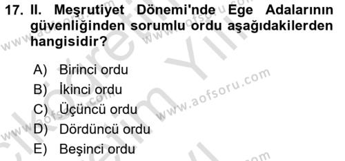 Türk İdare Tarihi Dersi 2020 - 2021 Yılı Yaz Okulu Sınavı 17. Soru