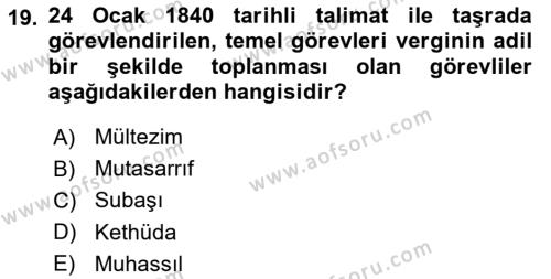 Türk İdare Tarihi Dersi 2020 - 2021 Yılı Yaz Okulu Sınavı 19. Soru