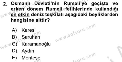 Türk İdare Tarihi Dersi 2021 - 2022 Yılı (Final) Dönem Sonu Sınavı 2. Soru