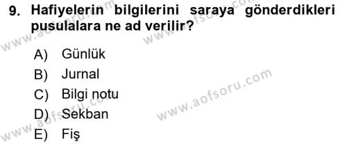 Türk İdare Tarihi Dersi 2021 - 2022 Yılı (Final) Dönem Sonu Sınavı 9. Soru