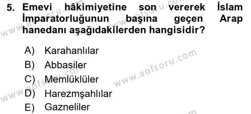 Türk İdare Tarihi Dersi 2023 - 2024 Yılı (Vize) Ara Sınavı 5. Soru