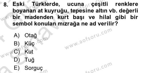 Türk İdare Tarihi Dersi 2023 - 2024 Yılı (Vize) Ara Sınavı 8. Soru