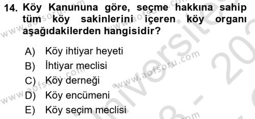 Türk İdare Tarihi Dersi 2023 - 2024 Yılı Yaz Okulu Sınavı 14. Soru