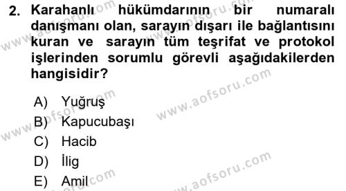 Türk İdare Tarihi Dersi 2023 - 2024 Yılı Yaz Okulu Sınavı 2. Soru