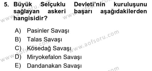 Türk İdare Tarihi Dersi 2023 - 2024 Yılı Yaz Okulu Sınavı 5. Soru