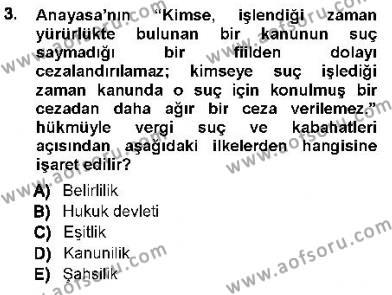 Vergi Ceza Hukuku Dersi 2012 - 2013 Yılı (Final) Dönem Sonu Sınavı 3. Soru