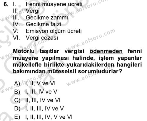 Vergi Ceza Hukuku Dersi 2022 - 2023 Yılı (Vize) Ara Sınavı 6. Soru