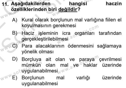 Vergi İcra Hukuku Dersi 2021 - 2022 Yılı (Final) Dönem Sonu Sınavı 11. Soru