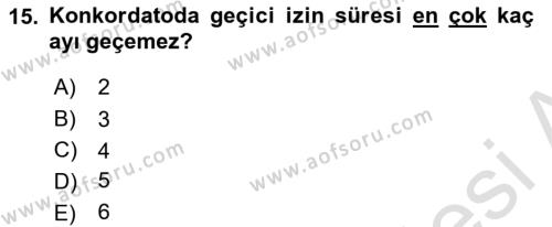 Vergi İcra Hukuku Dersi 2021 - 2022 Yılı Yaz Okulu Sınavı 15. Soru