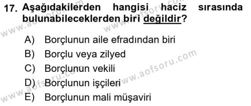 Vergi İcra Hukuku Dersi 2021 - 2022 Yılı Yaz Okulu Sınavı 17. Soru