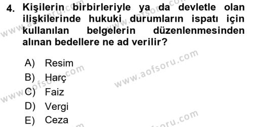 Vergi İcra Hukuku Dersi 2022 - 2023 Yılı (Vize) Ara Sınavı 4. Soru