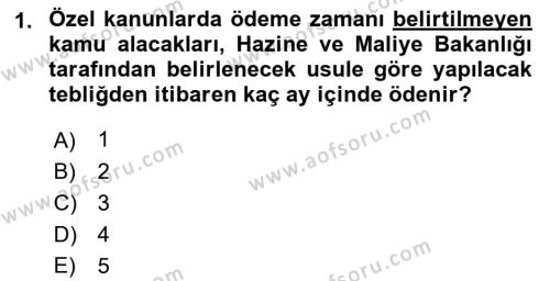 Vergi İcra Hukuku Dersi 2022 - 2023 Yılı (Final) Dönem Sonu Sınavı 1. Soru