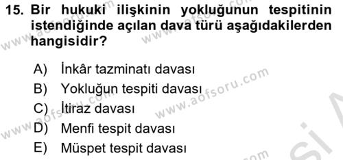 Vergi İcra Hukuku Dersi 2022 - 2023 Yılı Yaz Okulu Sınavı 15. Soru