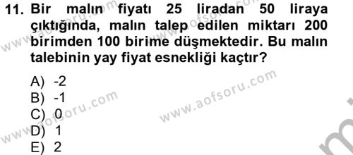 İktisada Giriş Dersi 2012 - 2013 Yılı (Vize) Ara Sınavı 11. Soru