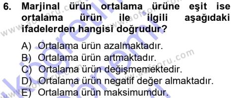 İktisada Giriş Dersi 2012 - 2013 Yılı (Final) Dönem Sonu Sınavı 6. Soru