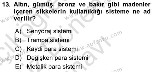 İktisada Giriş Dersi 2023 - 2024 Yılı (Final) Dönem Sonu Sınavı 13. Soru