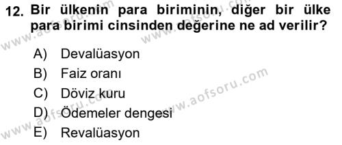 İktisada Giriş Dersi 2023 - 2024 Yılı Yaz Okulu Sınavı 12. Soru