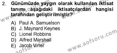 İktisada Giriş 1 Dersi 2012 - 2013 Yılı (Vize) Ara Sınavı 2. Soru