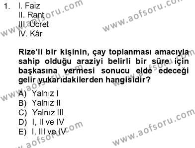 İktisada Giriş 1 Dersi 2012 - 2013 Yılı (Final) Dönem Sonu Sınavı 1. Soru
