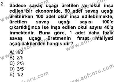 İktisada Giriş 1 Dersi 2012 - 2013 Yılı (Final) Dönem Sonu Sınavı 2. Soru