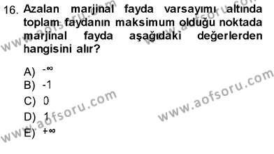 İktisada Giriş 1 Dersi 2013 - 2014 Yılı (Vize) Ara Sınavı 16. Soru