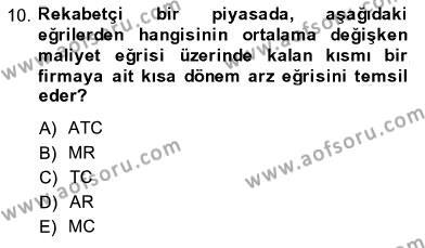 İktisada Giriş 1 Dersi 2013 - 2014 Yılı (Final) Dönem Sonu Sınavı 10. Soru