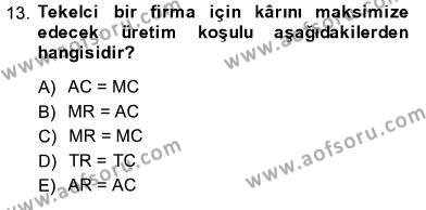 İktisada Giriş 1 Dersi 2013 - 2014 Yılı (Final) Dönem Sonu Sınavı 13. Soru