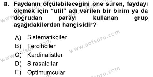 İktisada Giriş 1 Dersi 2018 - 2019 Yılı (Vize) Ara Sınavı 8. Soru