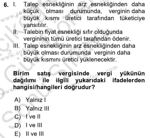 İktisada Giriş 1 Dersi 2022 - 2023 Yılı (Final) Dönem Sonu Sınavı 6. Soru