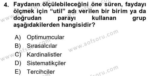 İktisada Giriş 1 Dersi 2023 - 2024 Yılı Yaz Okulu Sınavı 4. Soru