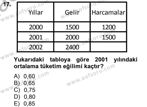 İktisada Giriş 2 Dersi 2012 - 2013 Yılı (Vize) Ara Sınavı 17. Soru