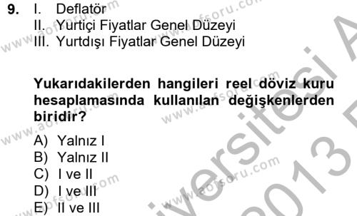 İktisada Giriş 2 Dersi 2012 - 2013 Yılı (Vize) Ara Sınavı 9. Soru