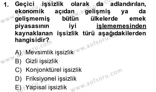 İktisada Giriş 2 Dersi 2013 - 2014 Yılı (Final) Dönem Sonu Sınavı 1. Soru