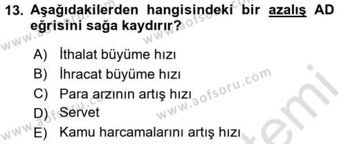 İktisada Giriş 2 Dersi 2023 - 2024 Yılı (Vize) Ara Sınavı 13. Soru