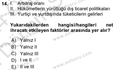 İktisada Giriş 2 Dersi 2023 - 2024 Yılı (Final) Dönem Sonu Sınavı 14. Soru