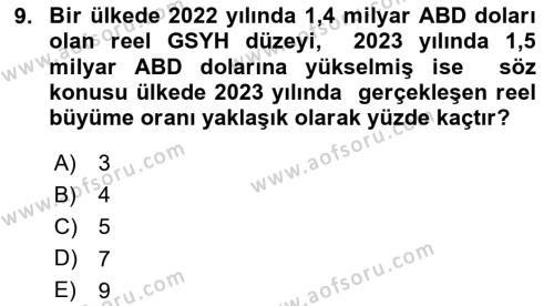 İktisada Giriş 2 Dersi 2023 - 2024 Yılı (Final) Dönem Sonu Sınavı 9. Soru