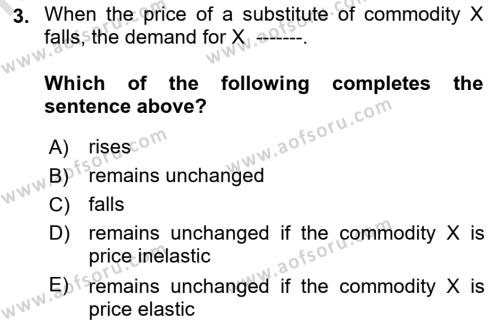 Introduction to Economics 1 Dersi 2022 - 2023 Yılı Yaz Okulu Sınavı 3. Soru