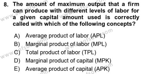 Introduction to Economics 1 Dersi 2022 - 2023 Yılı Yaz Okulu Sınavı 8. Soru