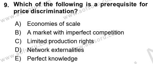 Introduction to Economics 1 Dersi 2022 - 2023 Yılı Yaz Okulu Sınavı 9. Soru