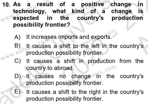 Introduction to Economics 1 Dersi 2023 - 2024 Yılı (Vize) Ara Sınavı 10. Soru