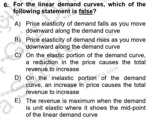 Introduction to Economics 1 Dersi 2023 - 2024 Yılı (Vize) Ara Sınavı 6. Soru