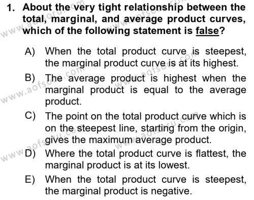 Introduction to Economics 1 Dersi 2023 - 2024 Yılı (Final) Dönem Sonu Sınavı 1. Soru