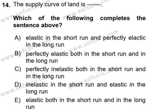 Introduction to Economics 1 Dersi 2023 - 2024 Yılı (Final) Dönem Sonu Sınavı 14. Soru