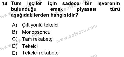 Spor Ekonomisi Dersi 2018 - 2019 Yılı 3 Ders Sınavı 14. Soru