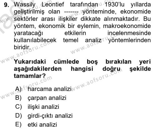 Spor Ekonomisi Dersi 2018 - 2019 Yılı 3 Ders Sınavı 9. Soru