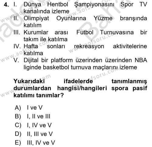 Spor Ekonomisi Dersi 2023 - 2024 Yılı (Vize) Ara Sınavı 4. Soru